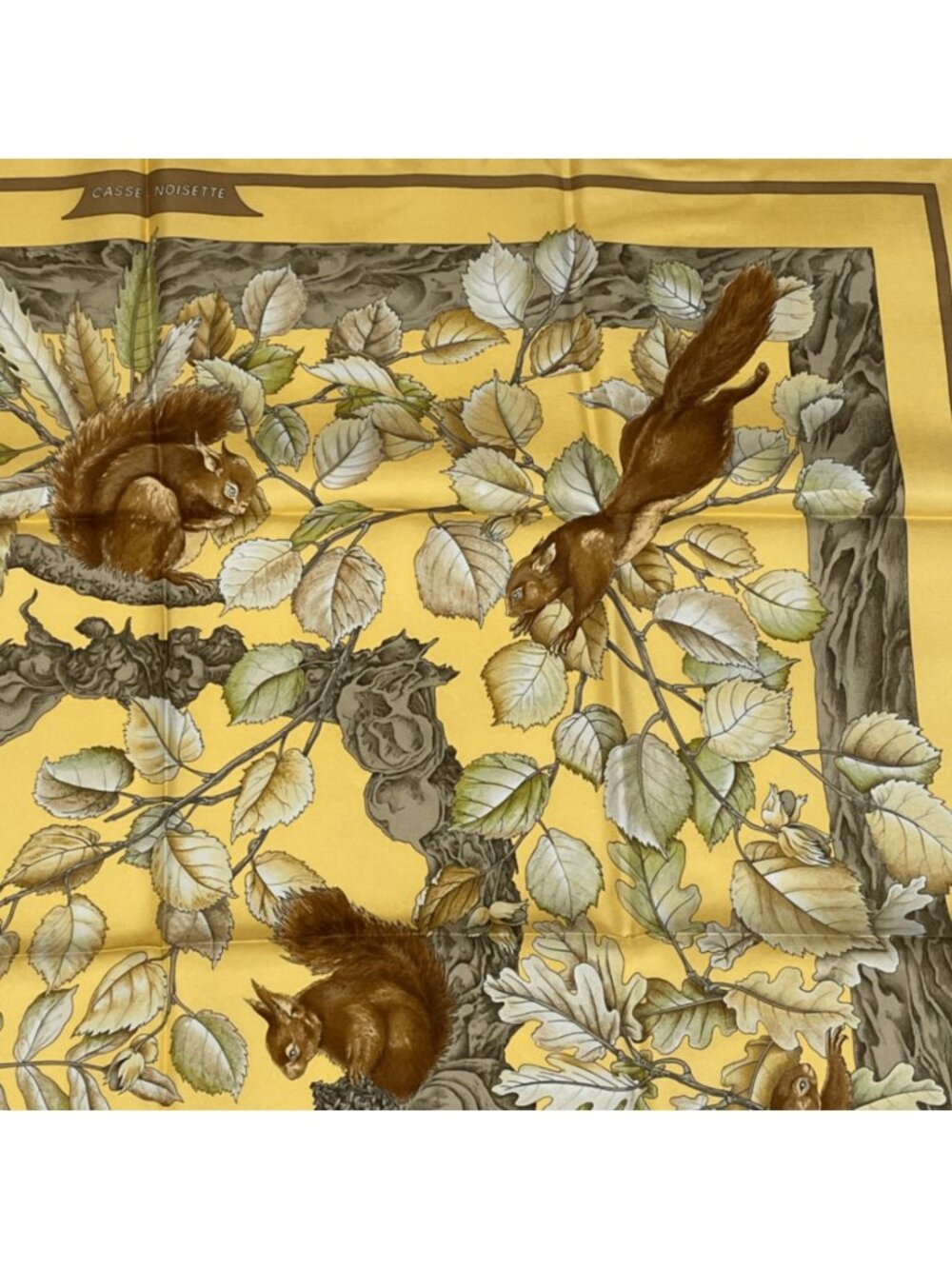 Hermes Carre 90 Casse Noisette Nutcracker Squirrel Pattern Nut Scarf Silk View 5
